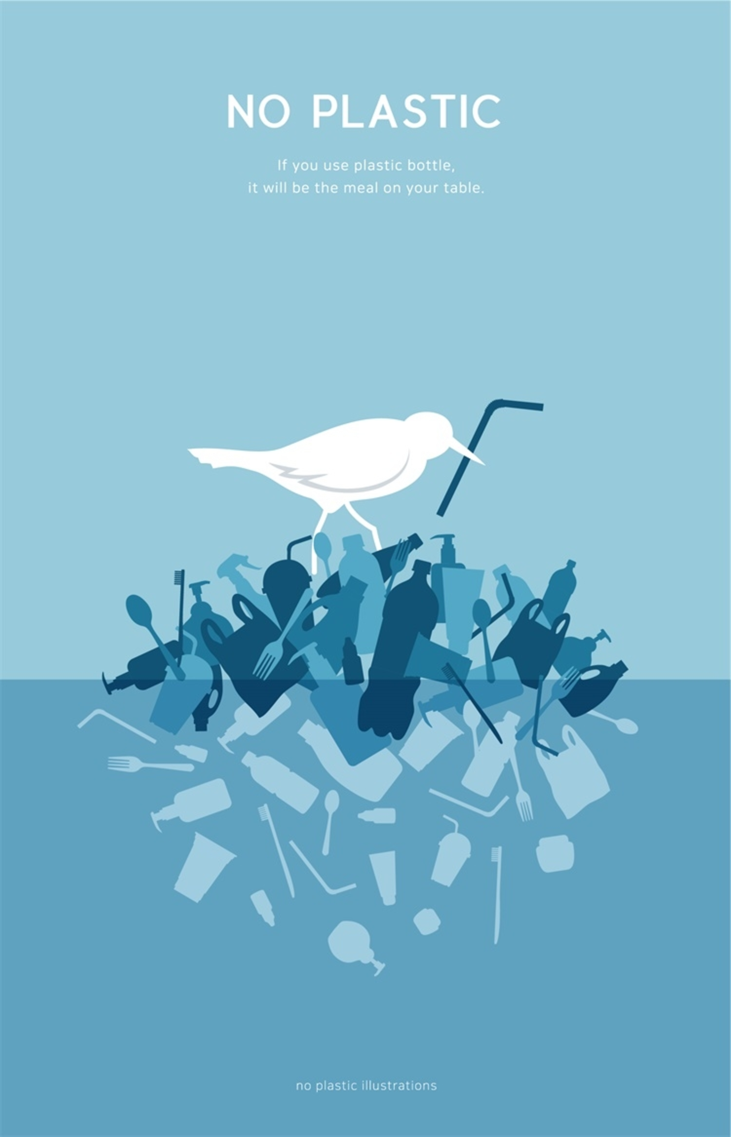 207 环境保护地球海水海洋动物环保公益插画素材