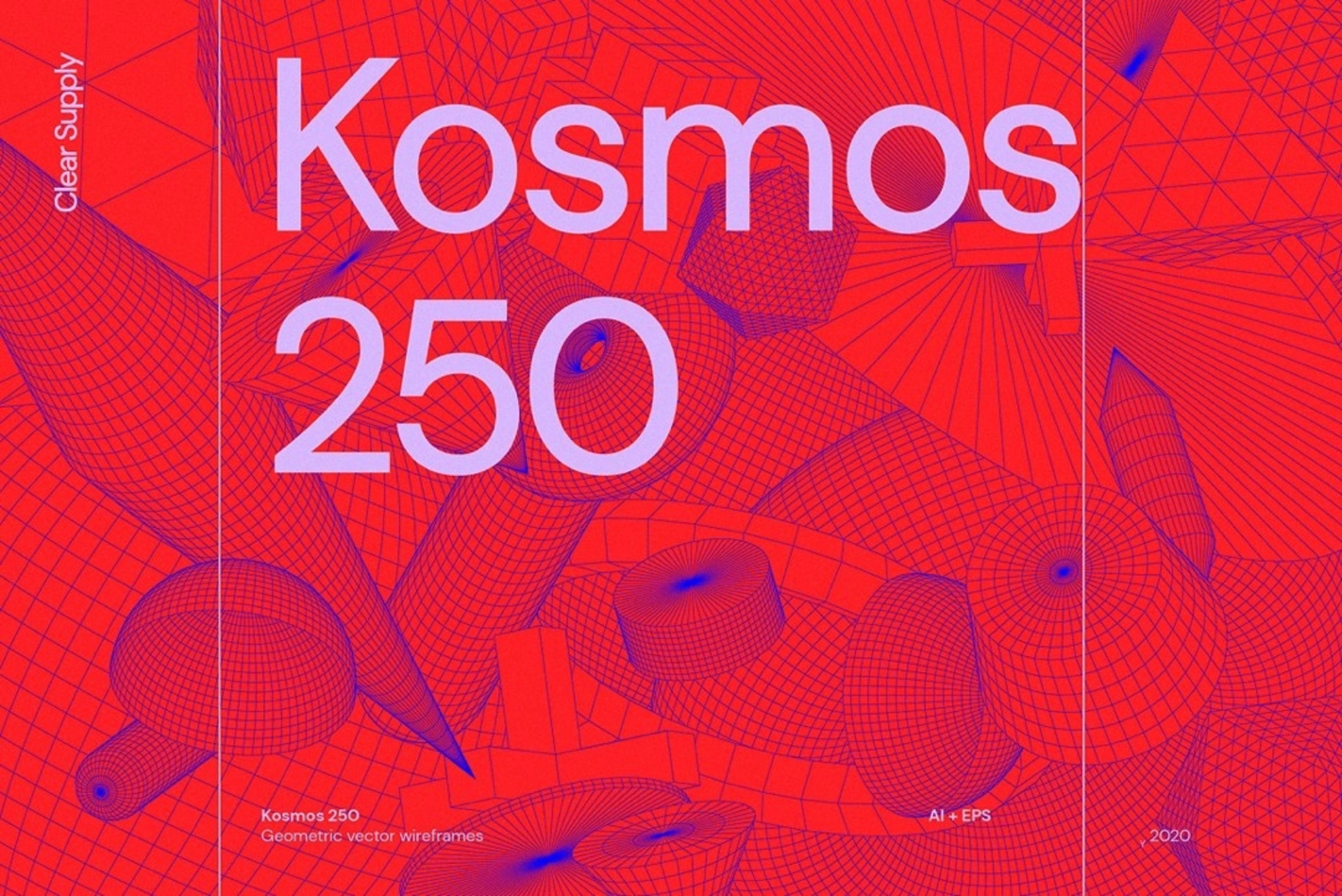 360 250款抽象三维立体几何线框艺术装饰矢量图形素材 Kosmos 250