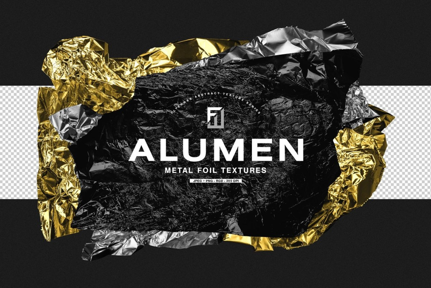 363 潮流褶皱黑金金属铝箔背景纹理素材 Alumen – Metal Foil Textures