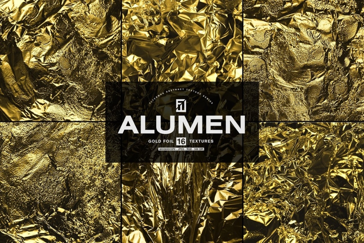 363 潮流褶皱黑金金属铝箔背景纹理素材 Alumen – Metal Foil Textures