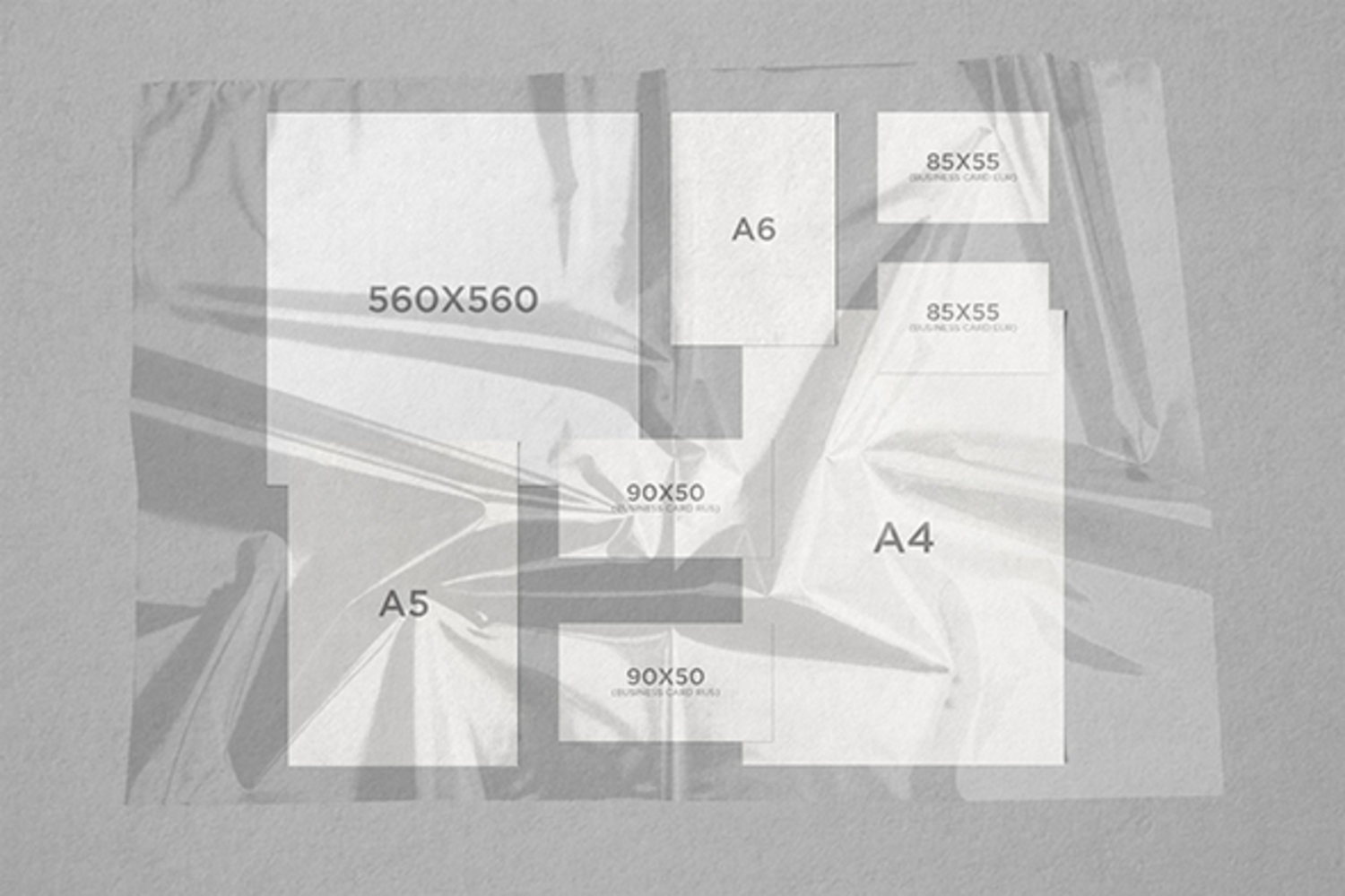 498 16款潮流透明褶皱薄膜包装纸vi设计贴图ps样机素材展示效果模板
