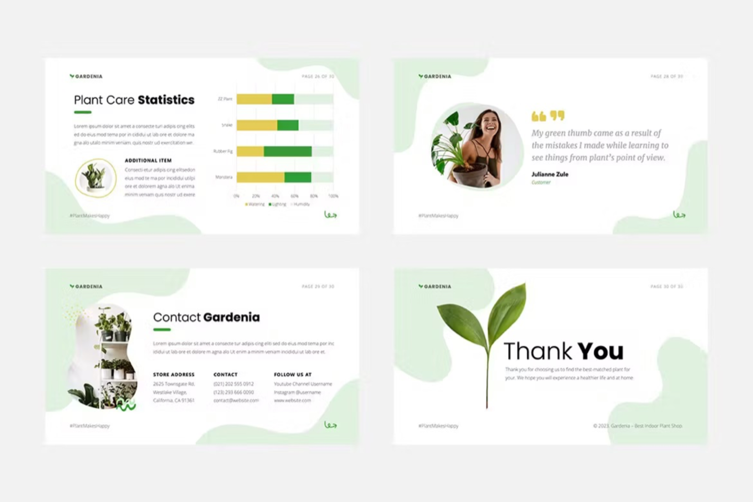 1003 森系绿植花卉主题演讲Keynote模板 Gardenia – Garden & Plant Keynote Template