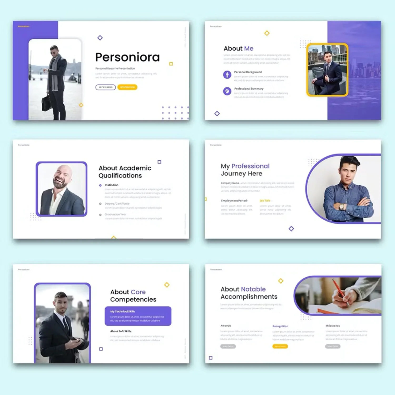 1005 毕业论文答辩学术教育个人作品集PPT+Keynote模板 Personiora – Personal Resume Keynote Template