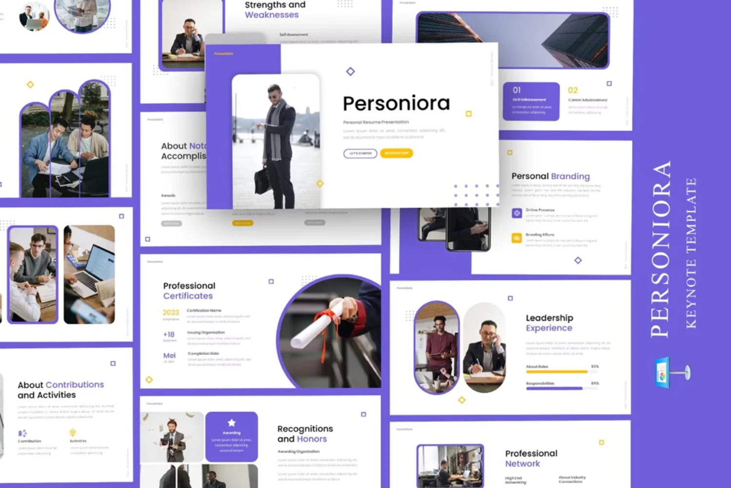 1005 毕业论文答辩学术教育个人作品集PPT+Keynote模板 Personiora – Personal Resume Keynote Template