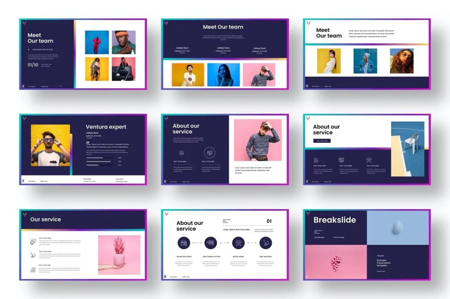 1010 渐变商业营销策划论文学术研究报告答辩PPT模板 Venture – Business PowerPoint Template