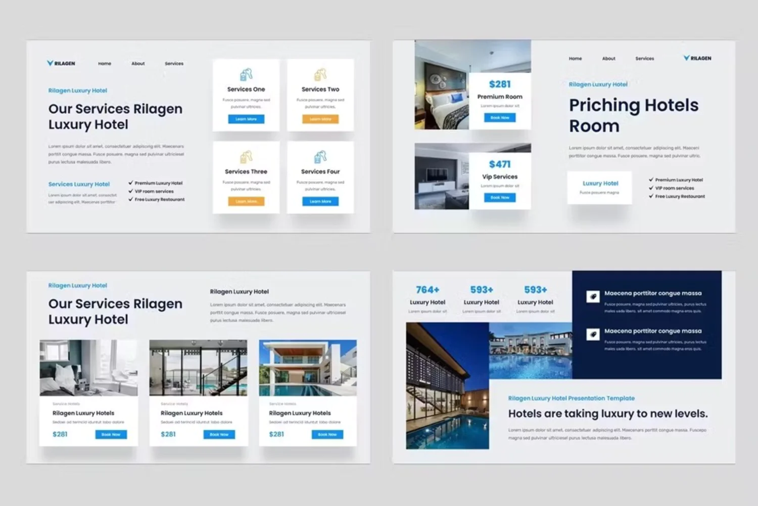 1012 酒店管理文旅论文学术研究报告答辩PPT+Keynote模板 Rilagen – Luxury Hotel Keynote Template