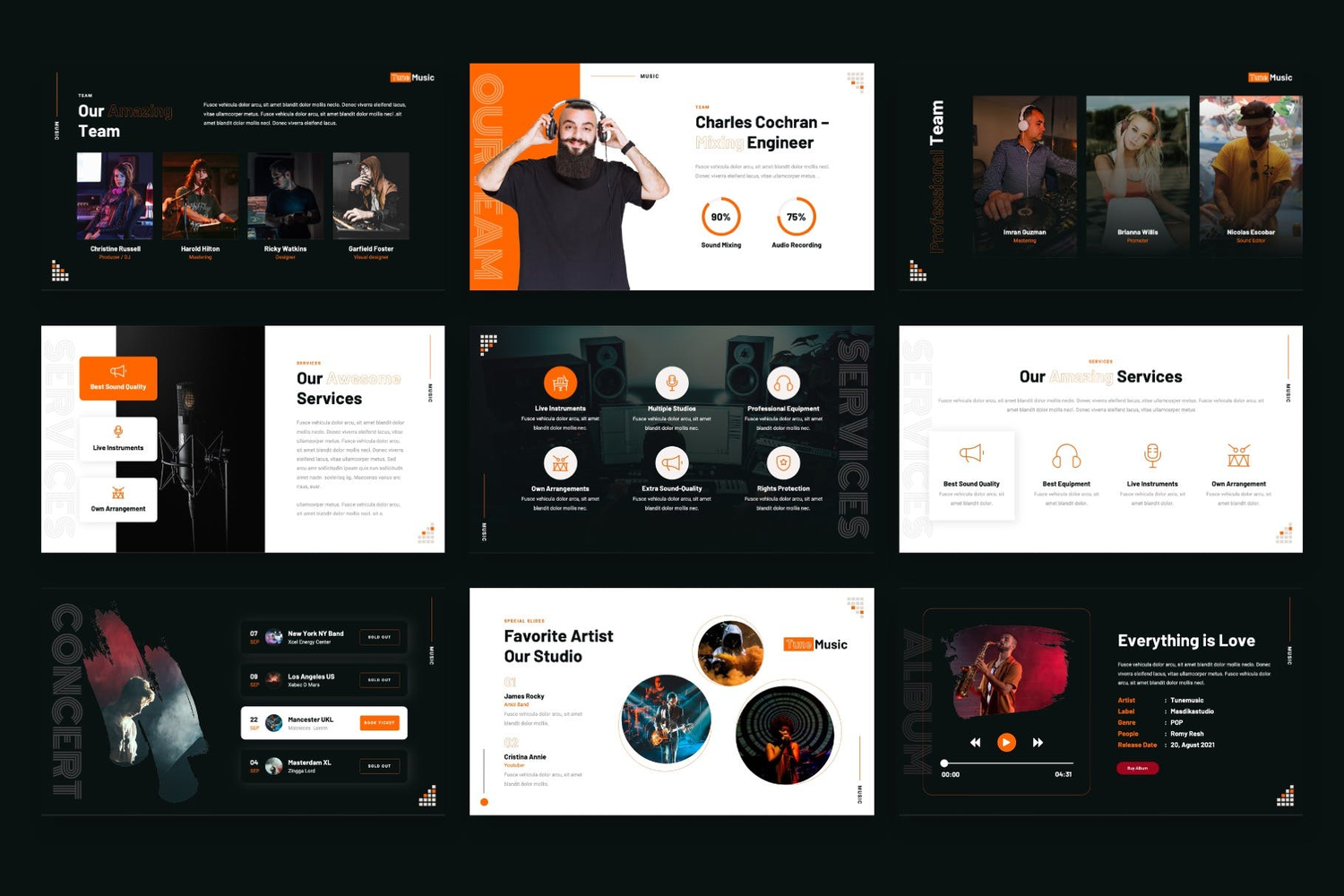 2104 音乐制作主题发布演讲个人介绍PPT+eynoteTu模板 nemusic – Music Production eynote Template@GOOODME.COM