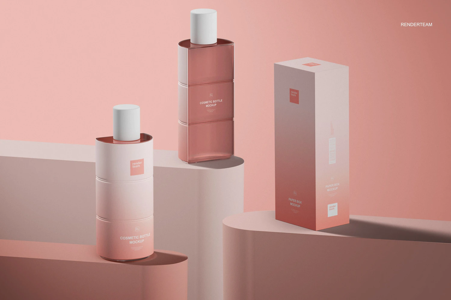 2073 化妆品瓶香水半瓶设计包装设计样机 (psd)Perfume Packaging Mockup