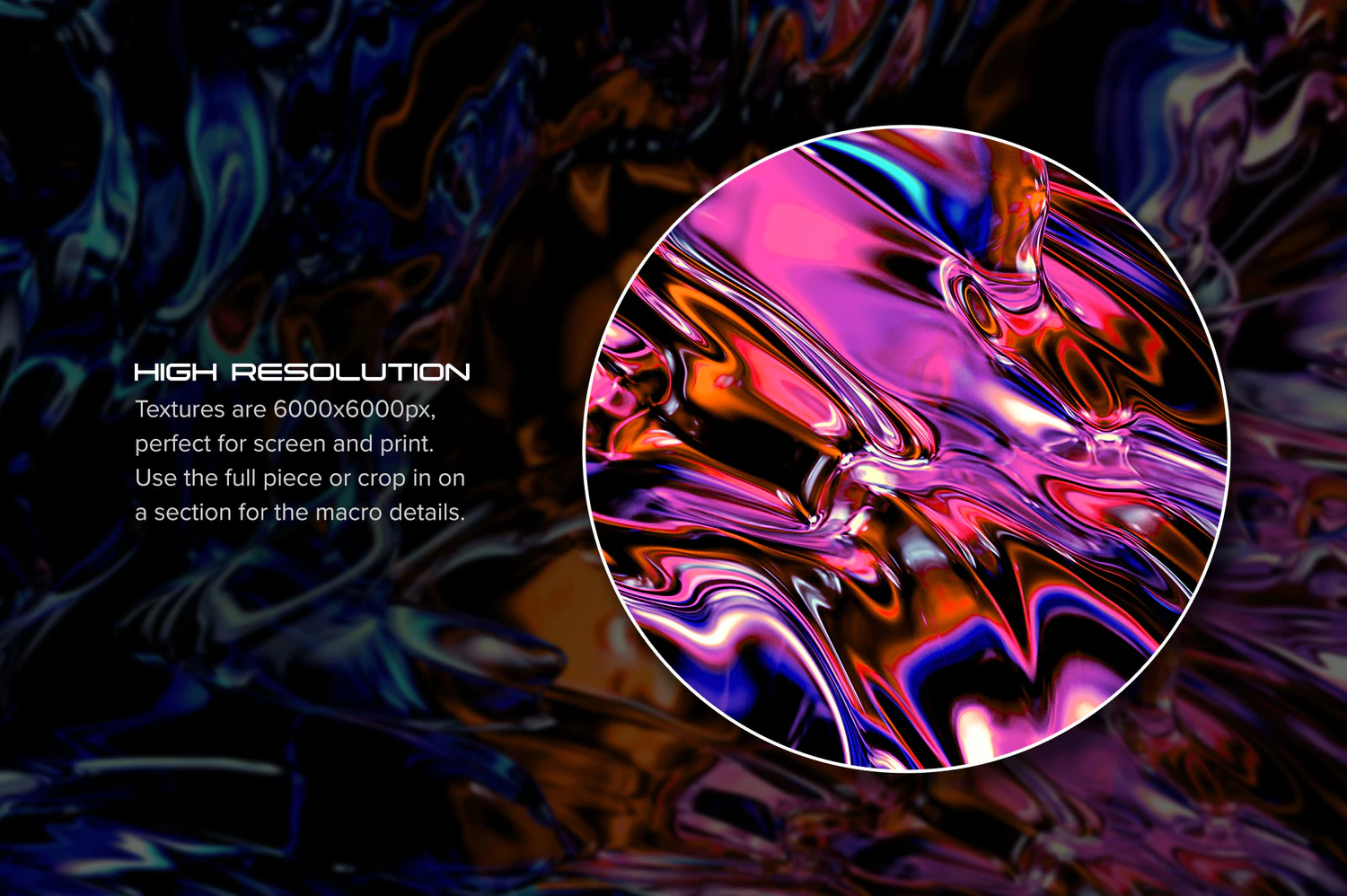 2077 潮流抽象多彩流体波浪3D金属专辑海报封面设计背景图片素材 Luminous Reflective 3D Textures