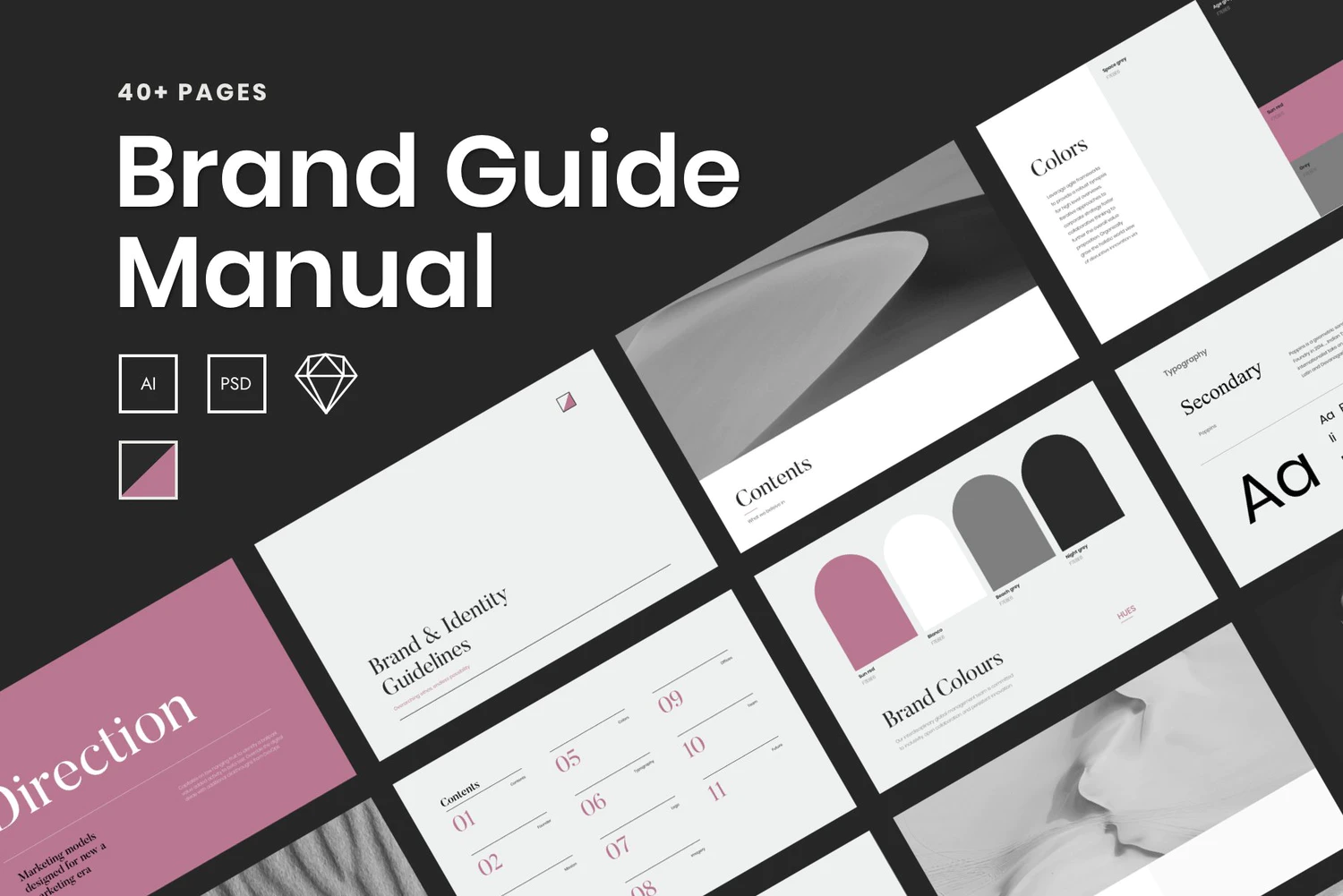 2103 高端优雅轻奢品牌VI手册模板(fig、Sketch) A Brand Guide – Branding Guidelines