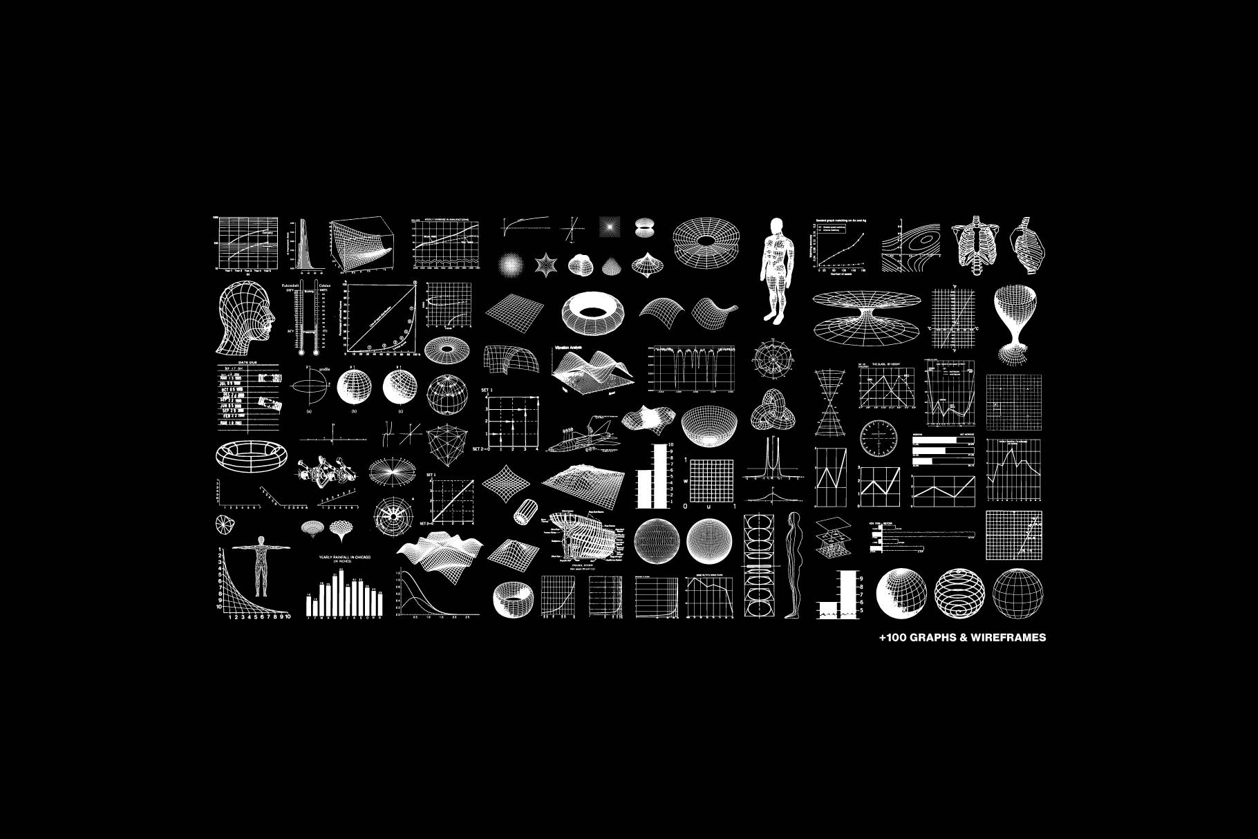 400+野蛮主义矢量素材包AI/SVG/PNG格式几何图形复古未来感Y2K400+ Brutalist Vectors-果觅网