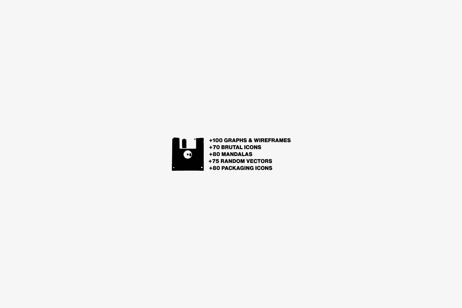 400+野蛮主义矢量素材包AI/SVG/PNG格式几何图形复古未来感Y2K400+ Brutalist Vectors-果觅网