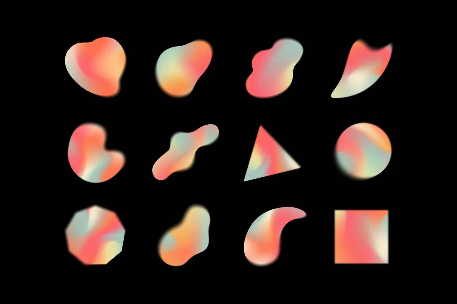 高端渐变素材包12款PSD分层设计36纹理6色系4000px高清源文件Gradient Shapes Colletion-果觅网