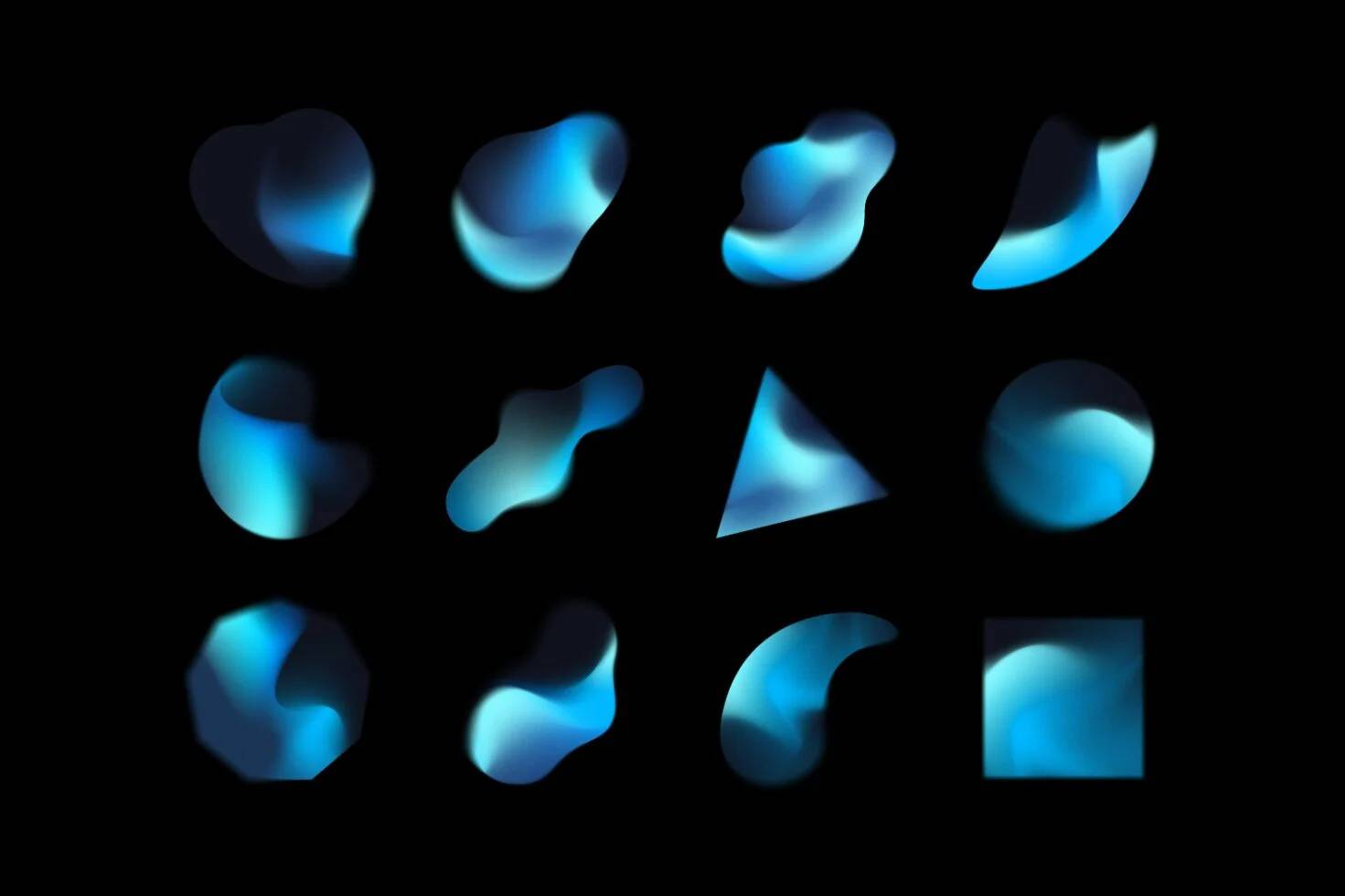 高端渐变素材包12款PSD分层设计36纹理6色系4000px高清源文件Gradient Shapes Colletion-果觅网