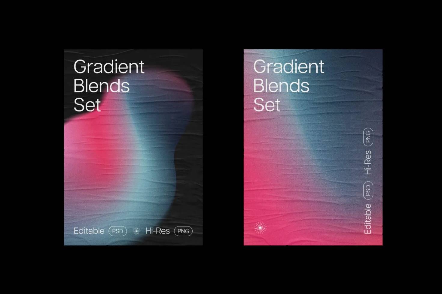 高端渐变素材包12款PSD分层设计36纹理6色系4000px高清源文件Gradient Shapes Colletion-果觅网