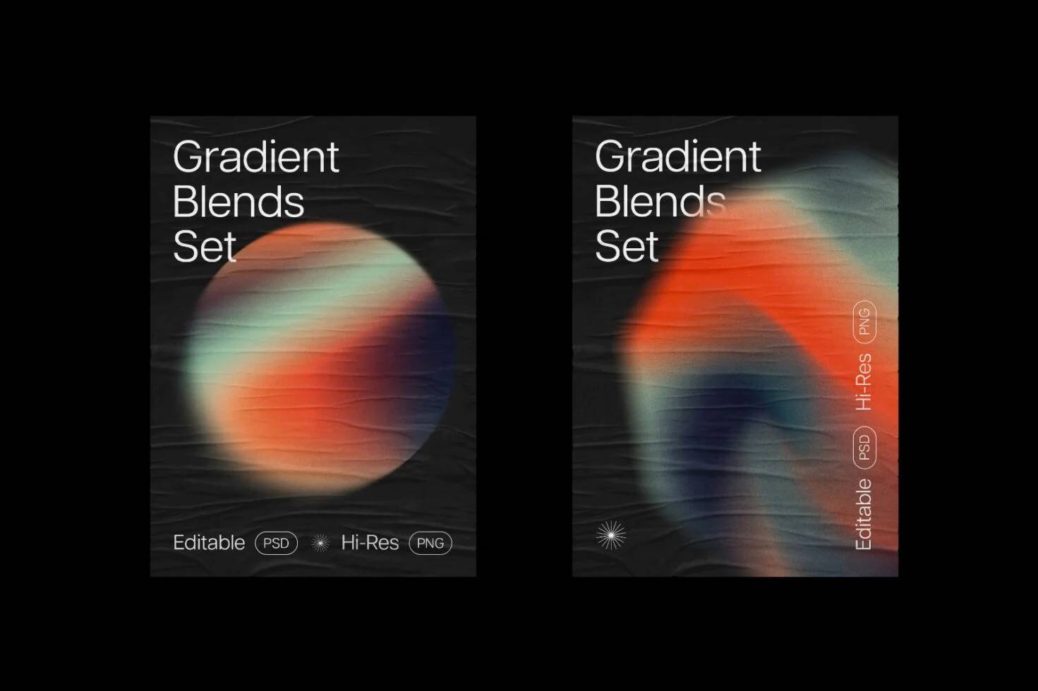 高端渐变素材包12款PSD分层设计36纹理6色系4000px高清源文件Gradient Shapes Colletion-果觅网