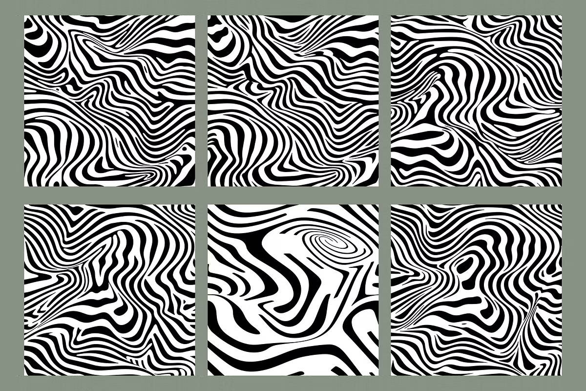 70年代复古波普抽象图案AI矢量JPG高清无缝纹理设计素材套装groovy abstract texture-果觅网