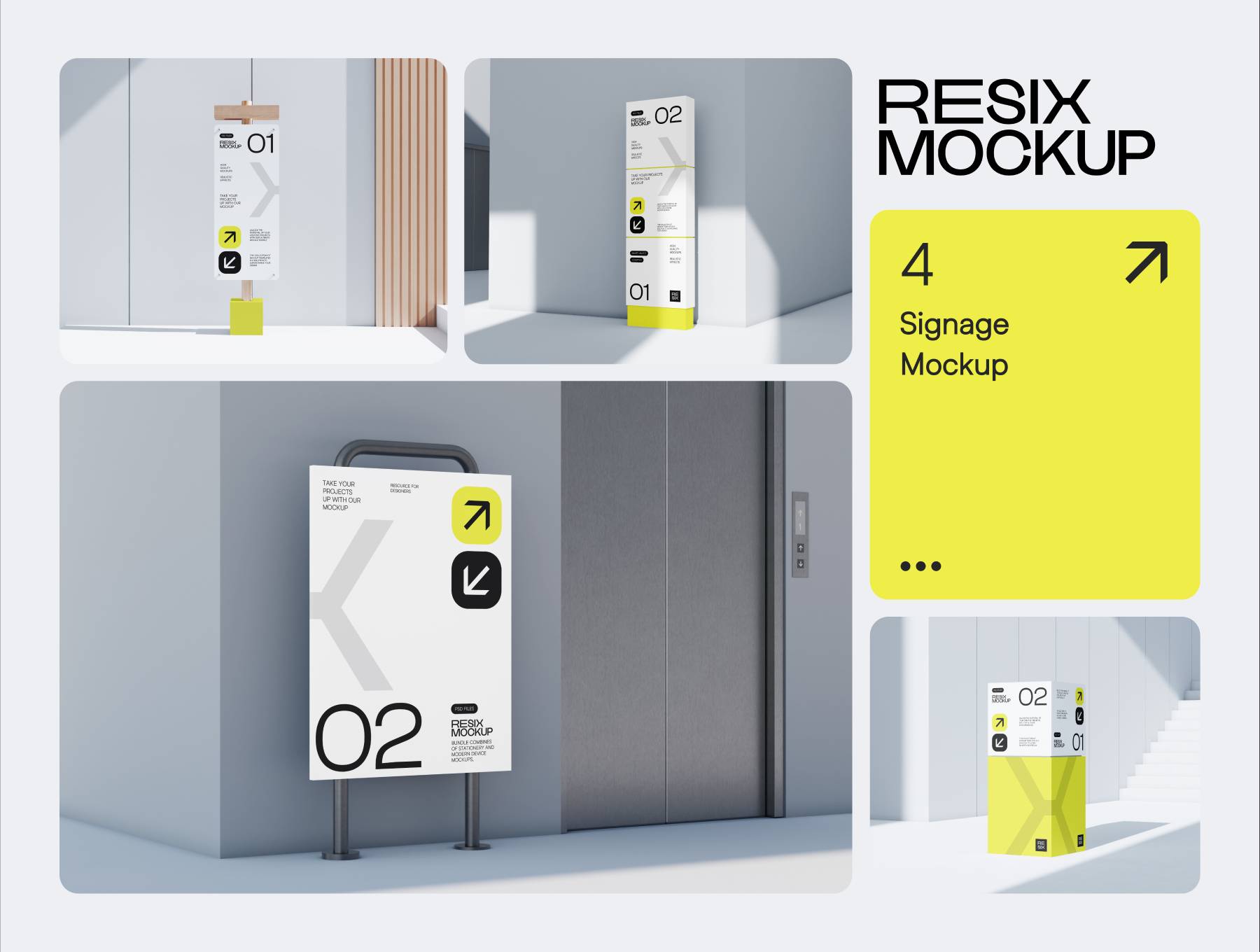 高端企业VI视觉系统全套模板品牌设计LOGO画册包装展示样机Resix - Clean Style Branding Mockup Bundle-果觅网