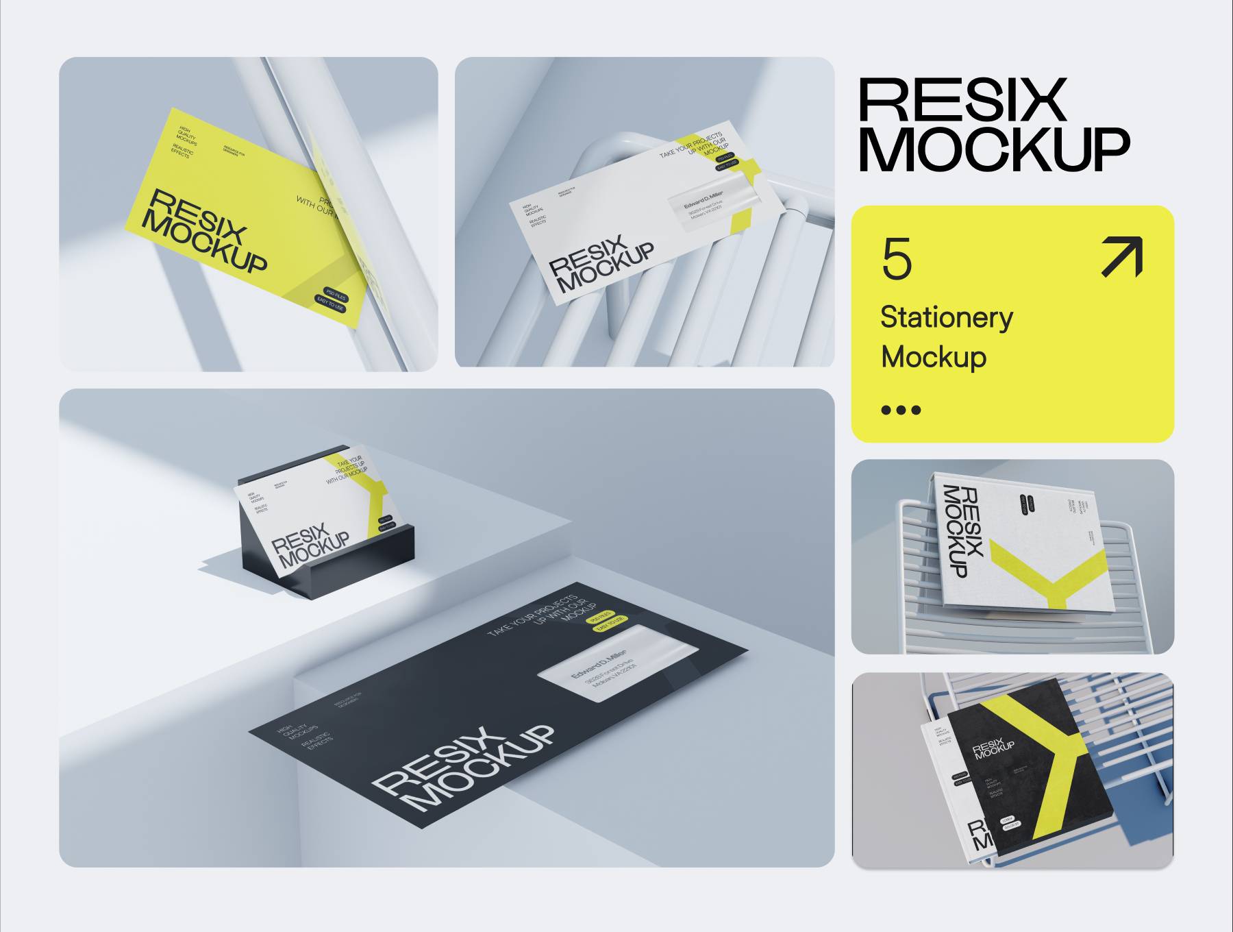 高端企业VI视觉系统全套模板品牌设计LOGO画册包装展示样机Resix - Clean Style Branding Mockup Bundle-果觅网