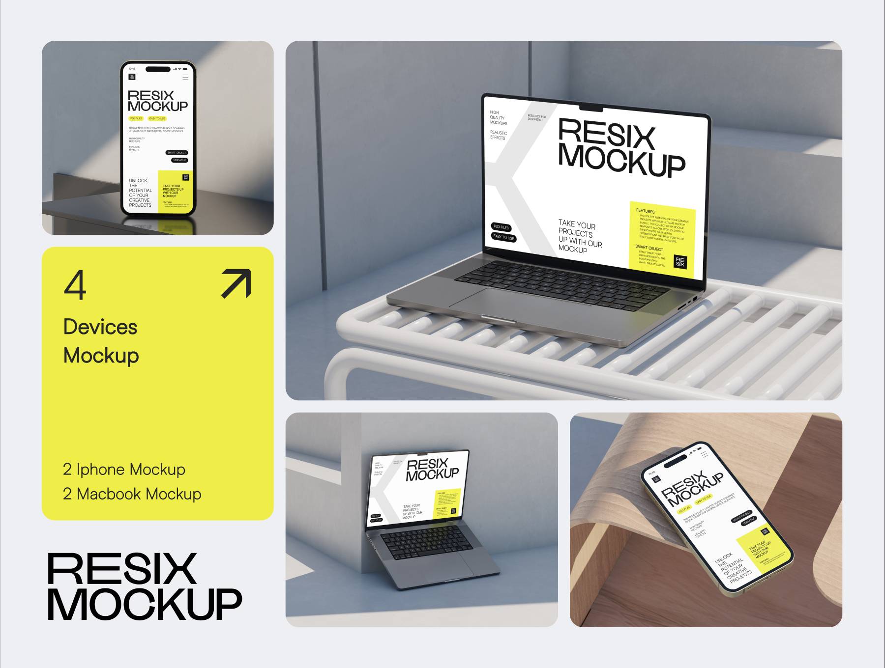 高端企业VI视觉系统全套模板品牌设计LOGO画册包装展示样机Resix - Clean Style Branding Mockup Bundle-果觅网