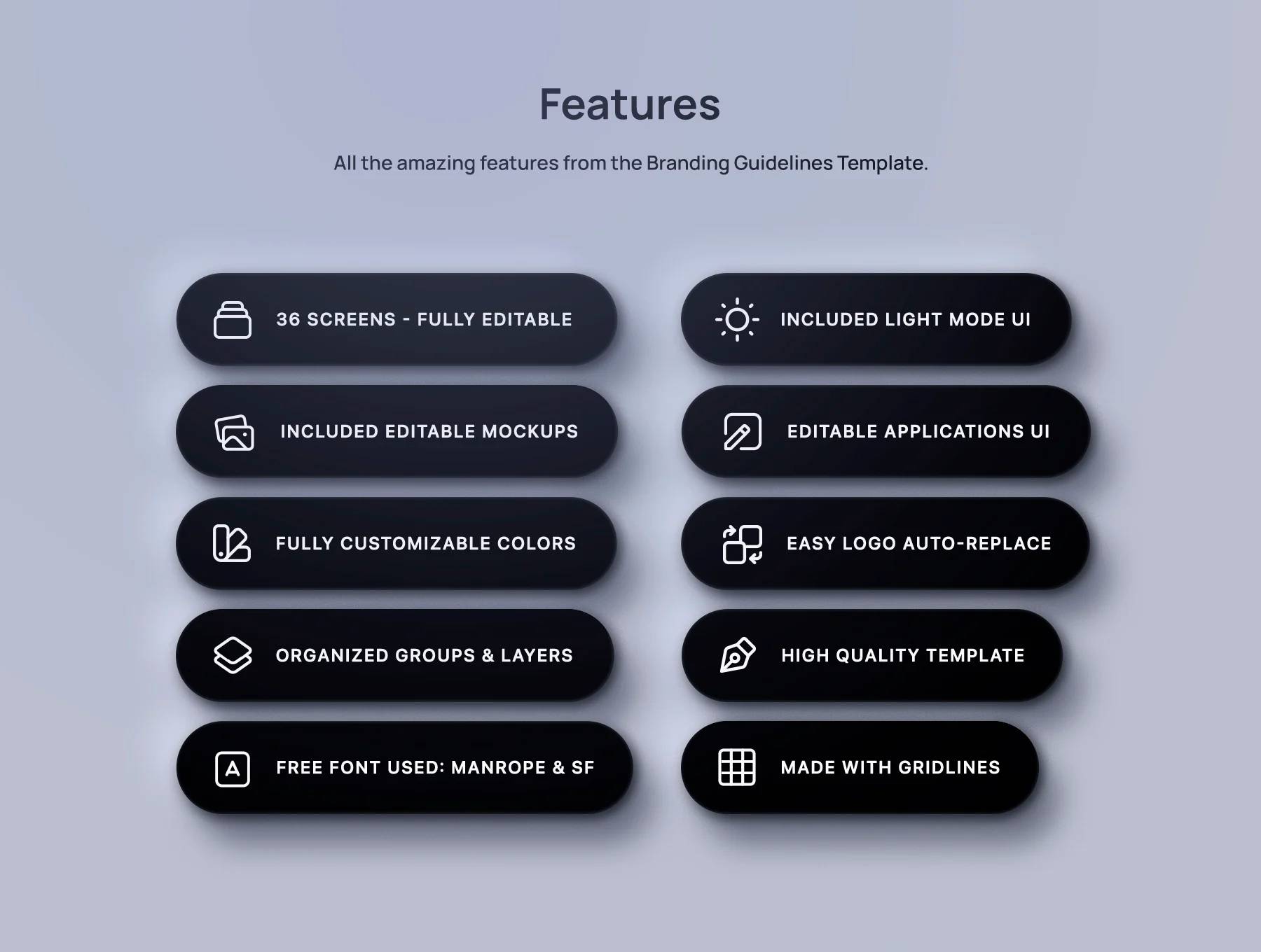 高端品牌PSD Figma模板 115智能换标 92组件 36屏双模式UI设计Brand Guidelines Template - Radesk-果觅网