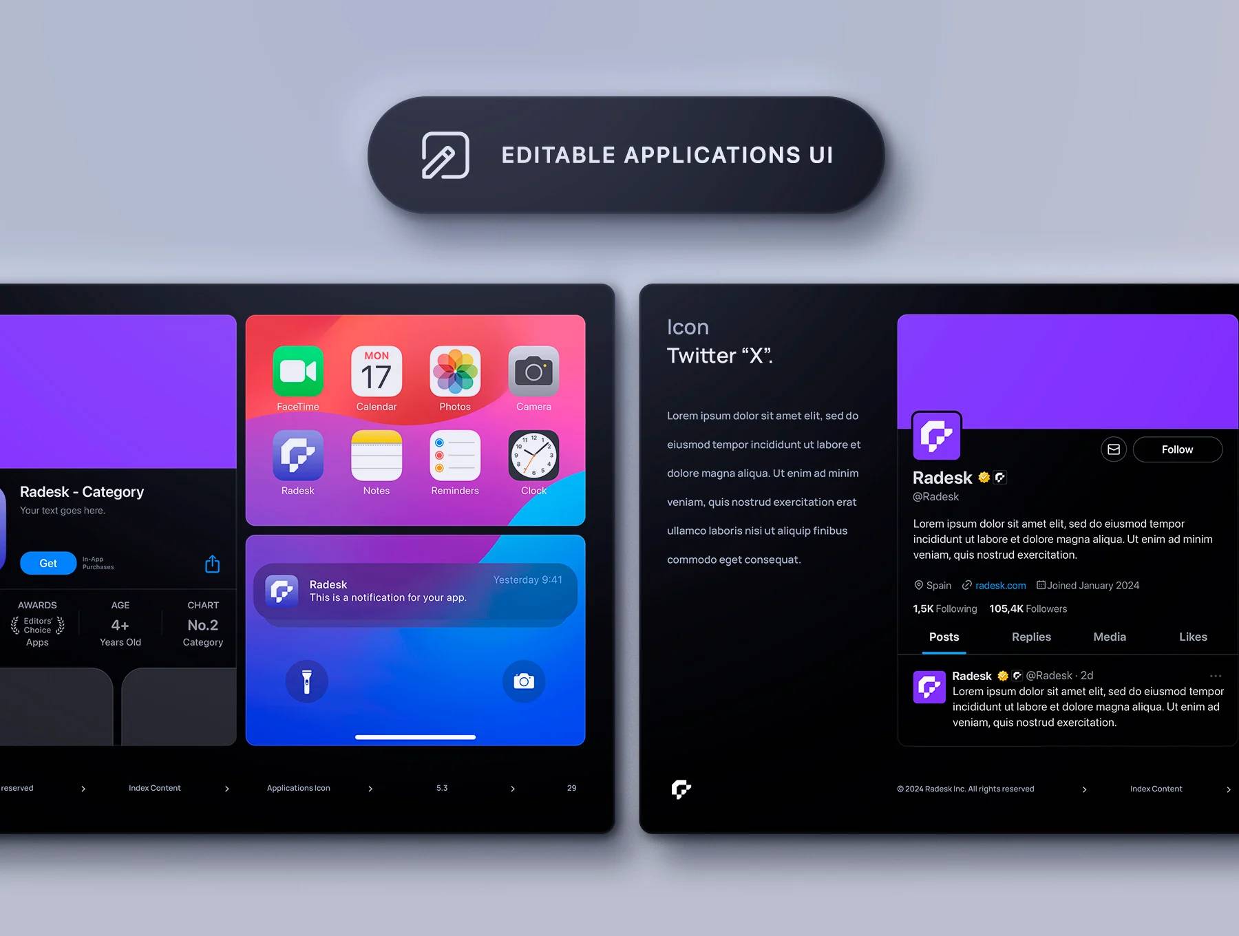 高端品牌PSD Figma模板 115智能换标 92组件 36屏双模式UI设计Brand Guidelines Template - Radesk-果觅网
