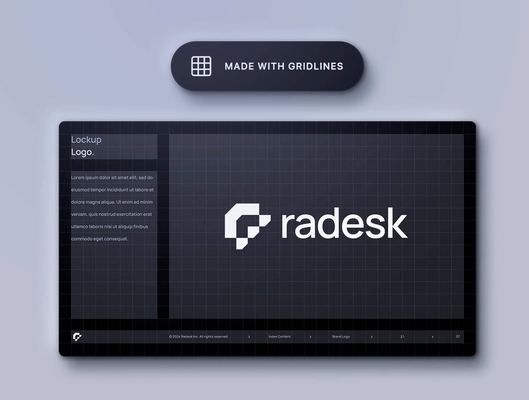 高端品牌PSD Figma模板 115智能换标 92组件 36屏双模式UI设计Brand Guidelines Template - Radesk-果觅网