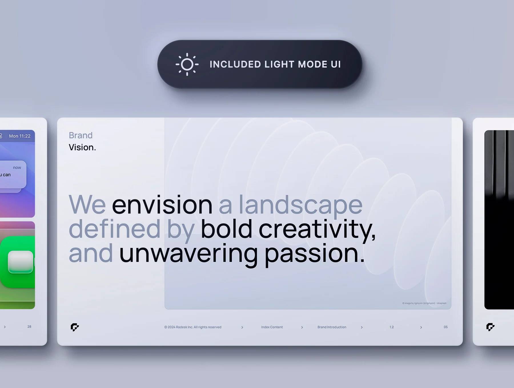 高端品牌PSD Figma模板 115智能换标 92组件 36屏双模式UI设计Brand Guidelines Template - Radesk-果觅网