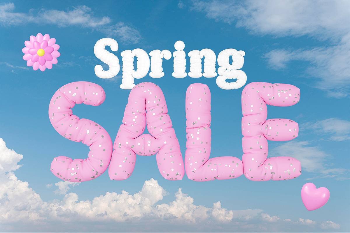 春天主题3D字母花卉PNG素材包海报设计透明背景创意装饰元素Hello Spring – 3D Lettering Set-果觅网