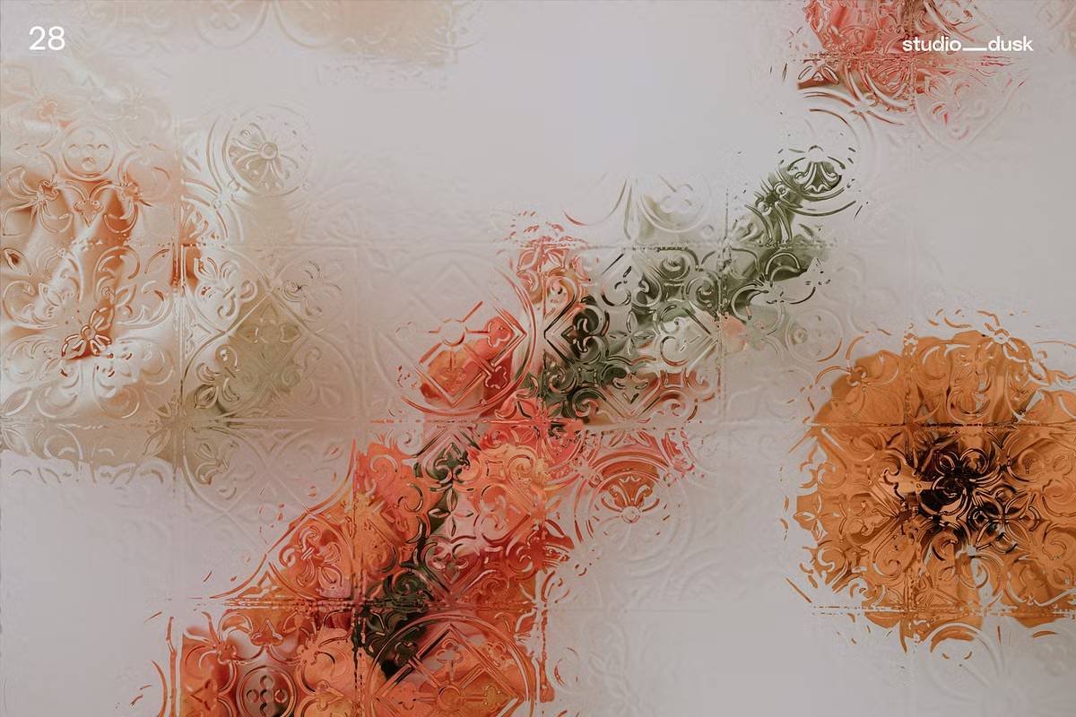 2025新款PS玻璃特效33款合集一键生成高清质感免抠图模板Refracto 33 Patterned Glass Effects-果觅网