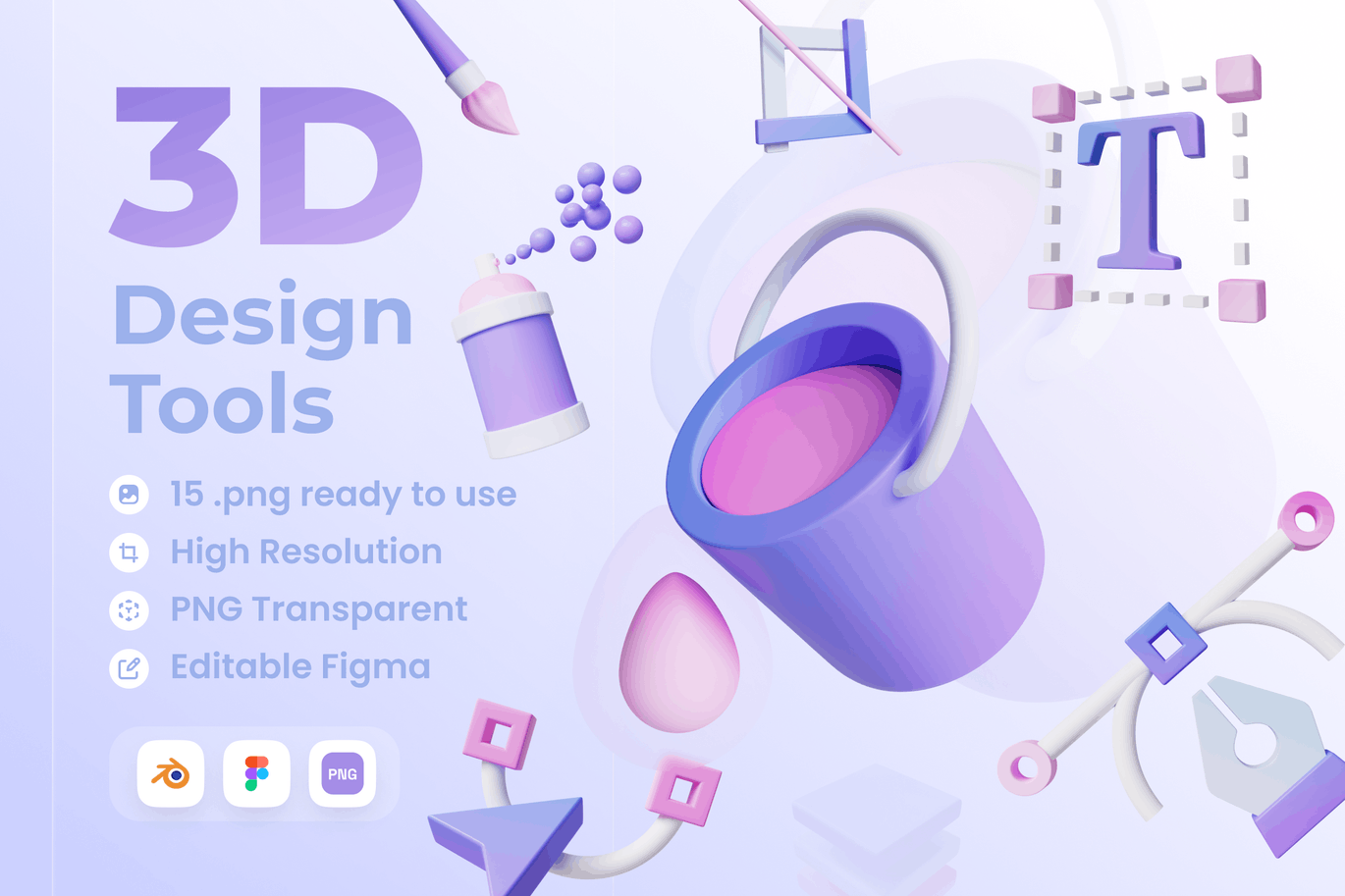 15个紫色设计工具主题Blend图标模型素材