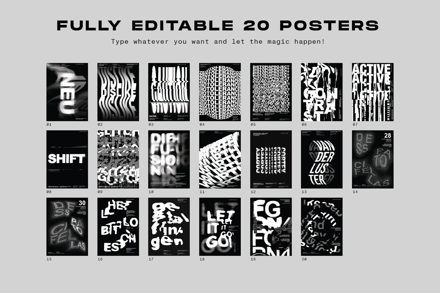 1557 潮流文字抽象海报艺术处理PS样式排版源文件Evlogiev – Typographic Poster Layouts No.01