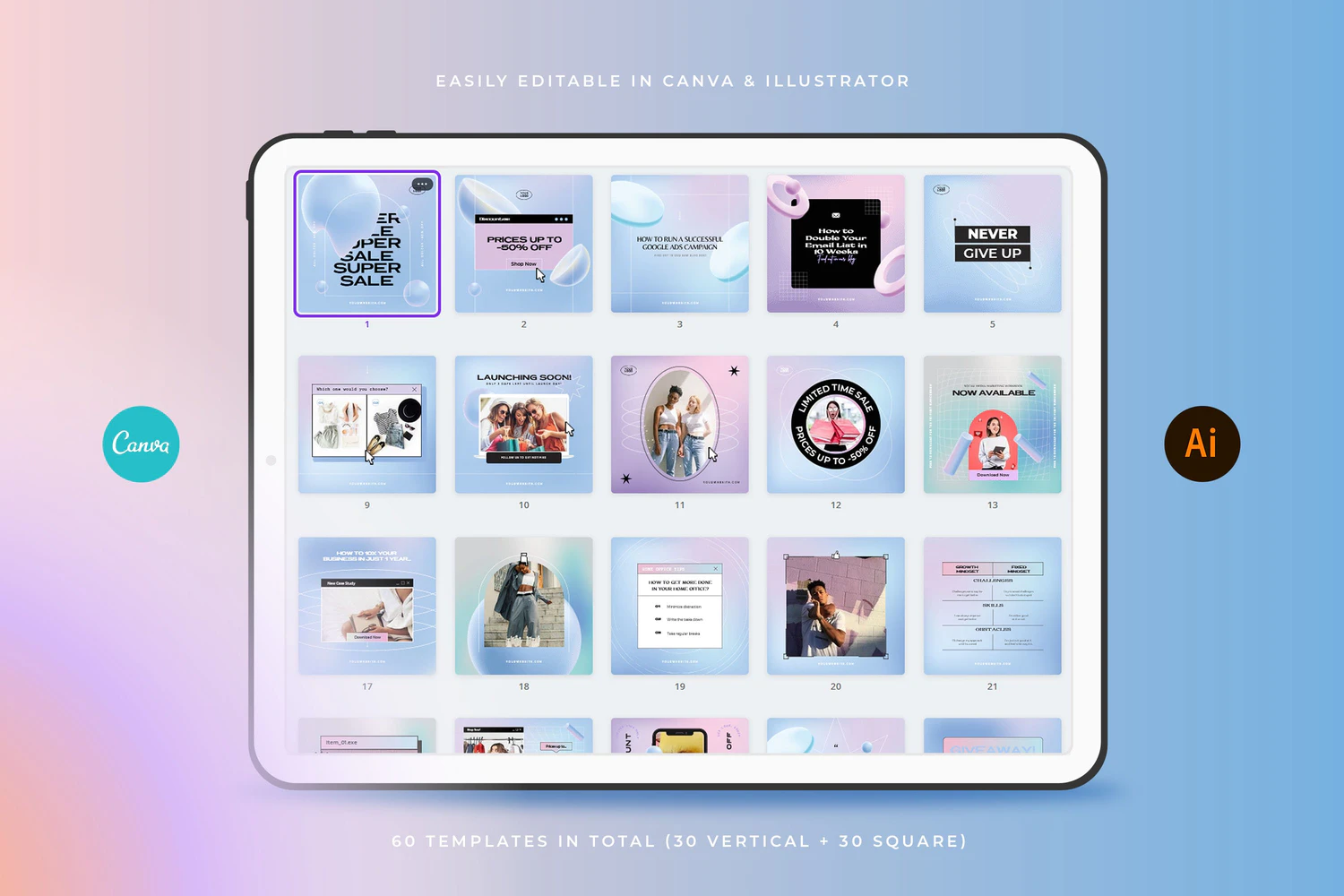 1559 抽象渐变海报设计模板AI源文件 Abstract Gradient Instagram Templates