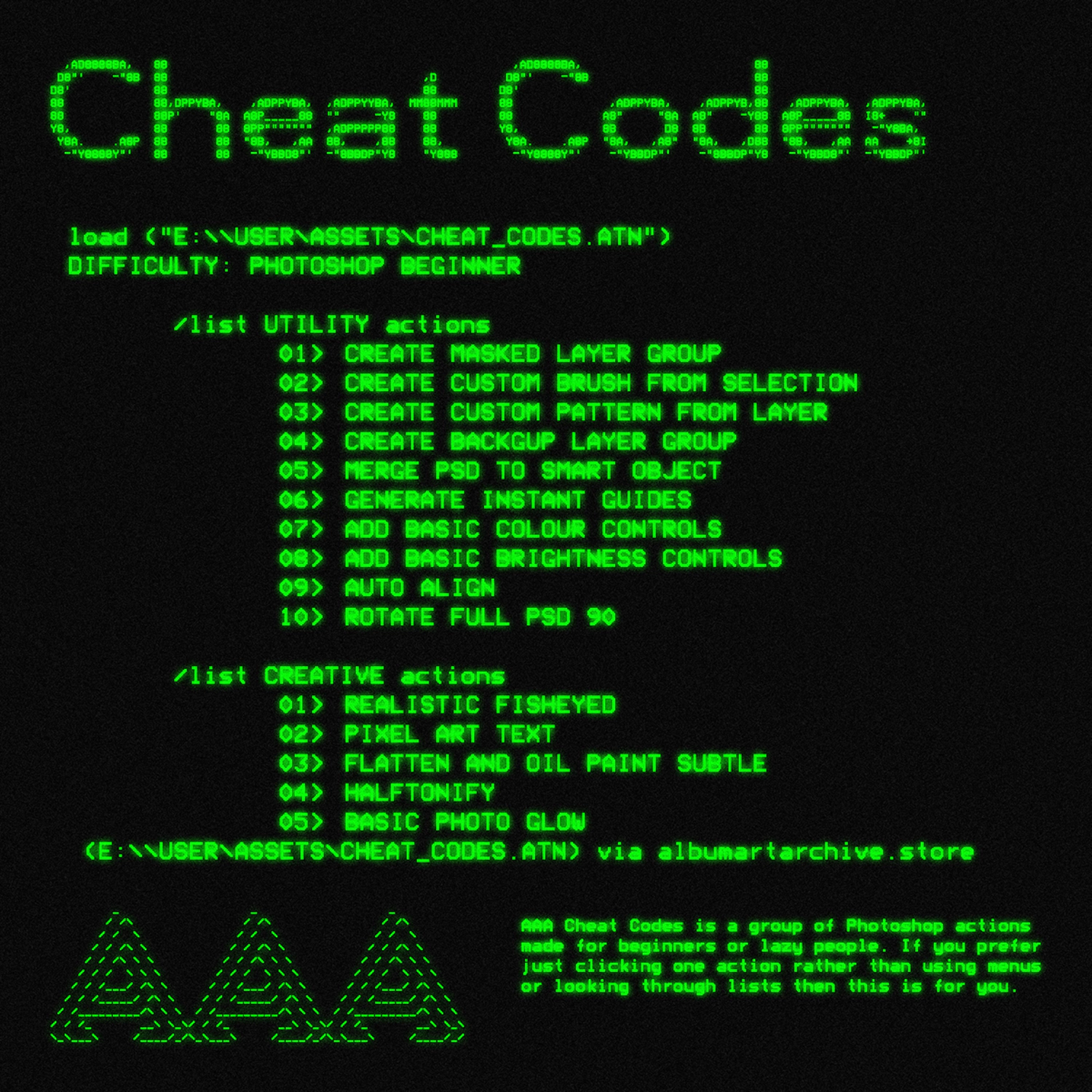 1563 电脑启动故障荧光文字PS一键生成动作预设Cheat Codes