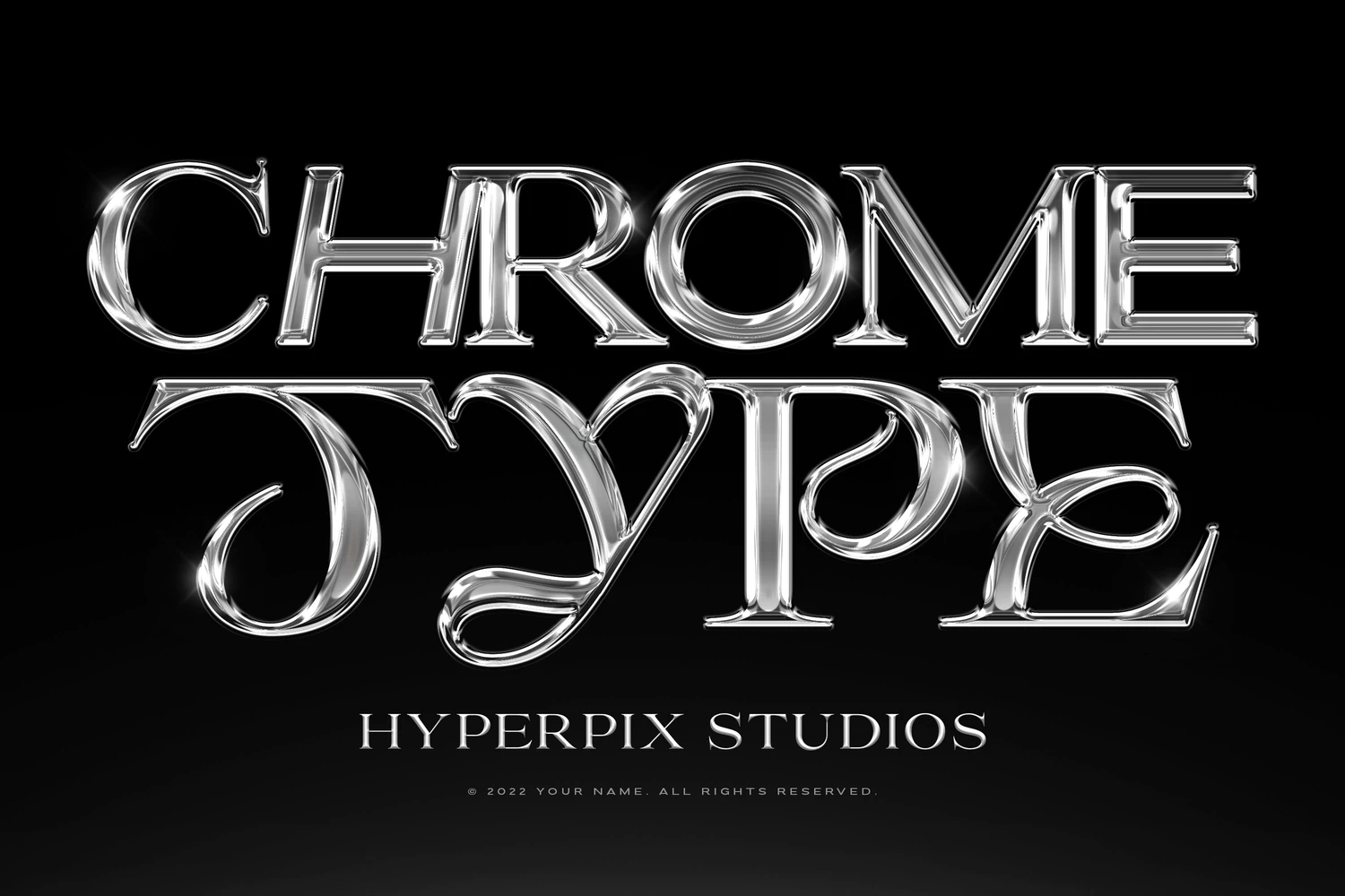 1581 金属文字一键生成PS特效样式模板 Hyperpix Chrome Text Effect