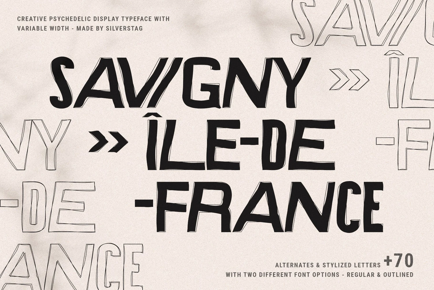 1609 迷幻复古无衬线手写英文装饰字体SAVIGNY – Psychedelic Display Font