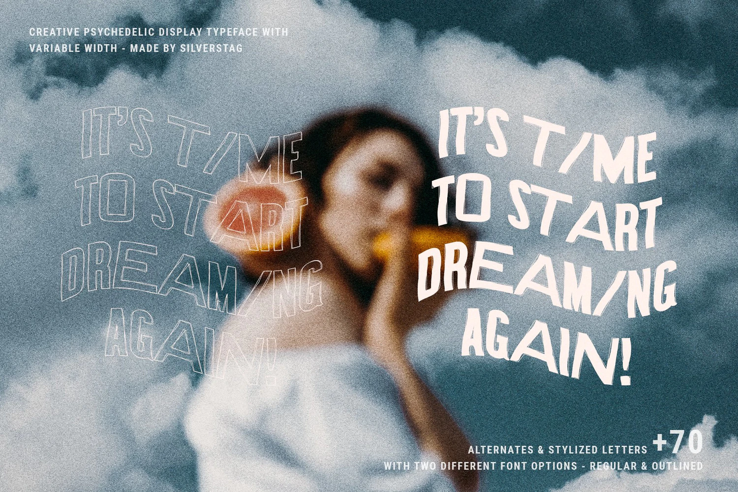 1609 迷幻复古无衬线手写英文装饰字体SAVIGNY – Psychedelic Display Font