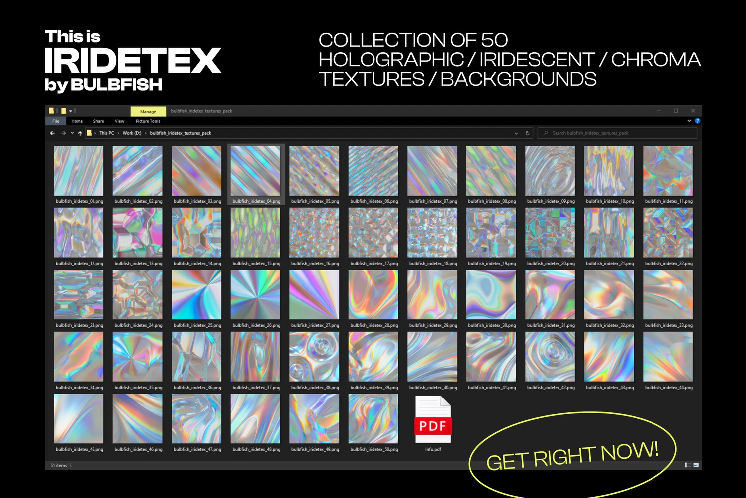 1614 全息镭射背景纹理高清素材包 Iridetex – Holographic Textures Pack