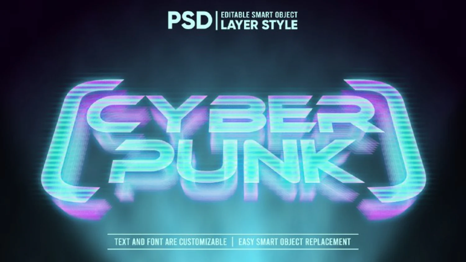 1615 全息赛博朋克霓虹3D文字样式PS一键生成特效 Holographic cyberpunk 3d Effect