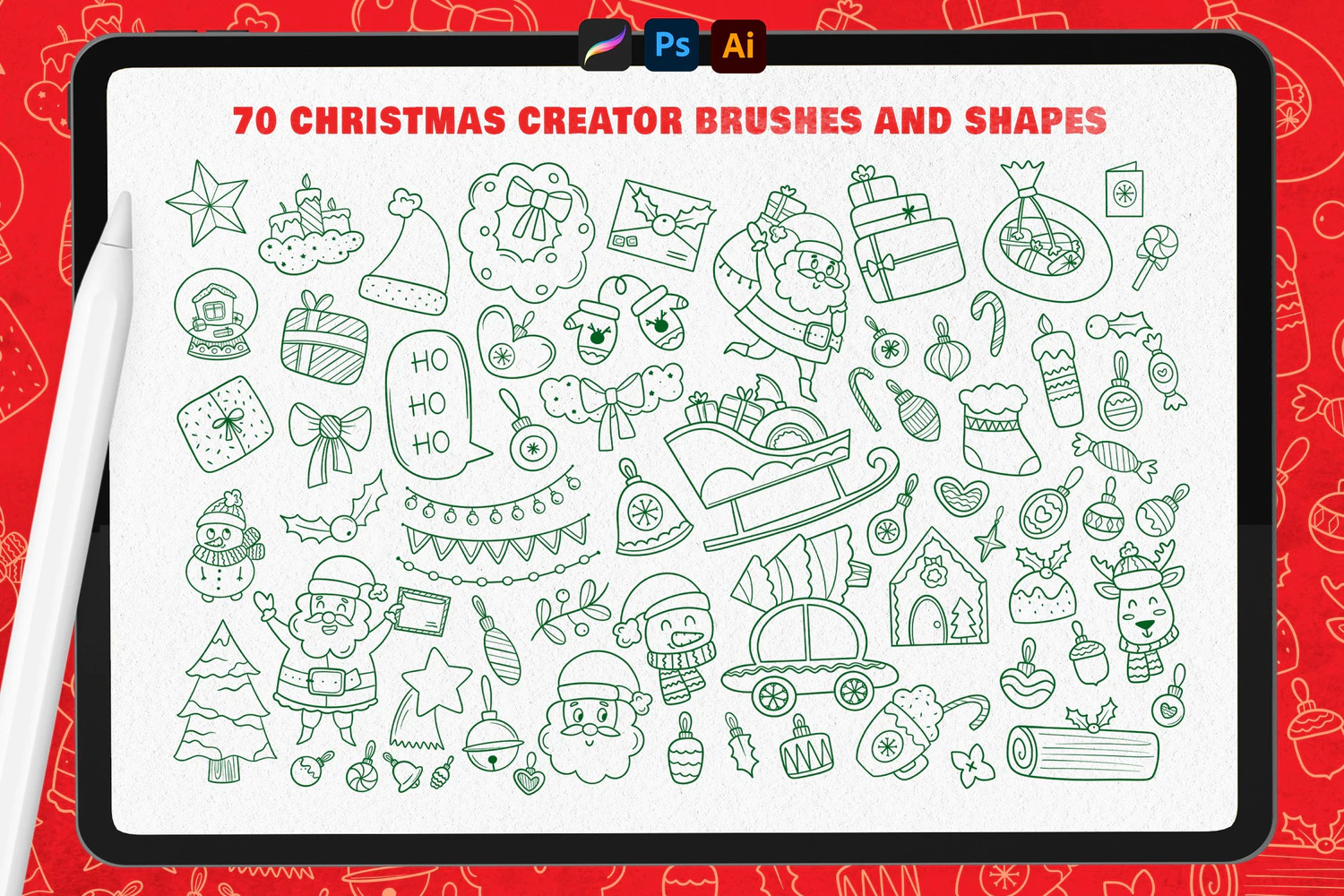 1619 圣诞节日元素brush笔刷psd画笔Christmas Creator Shape Toolbox