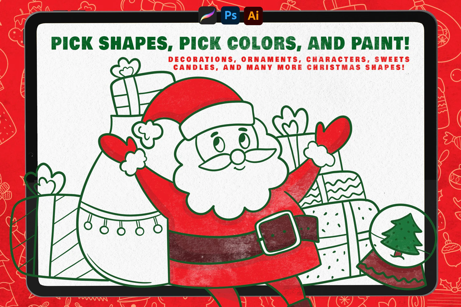 1619 圣诞节日元素brush笔刷psd画笔Christmas Creator Shape Toolbox