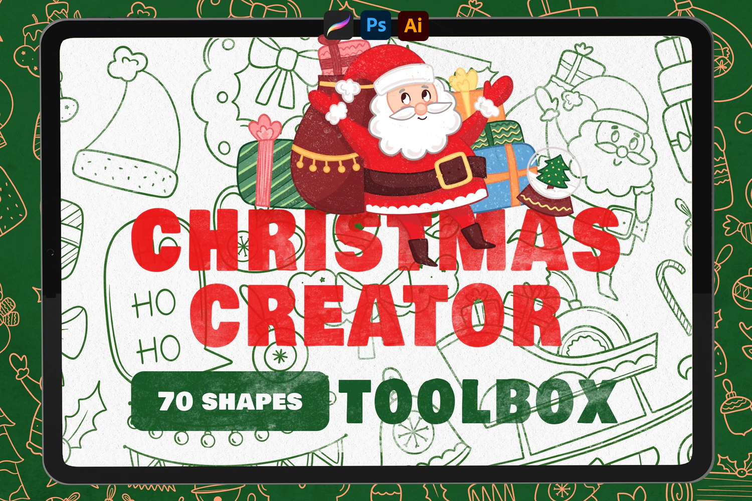 1619 圣诞节日元素brush笔刷psd画笔Christmas Creator Shape Toolbox