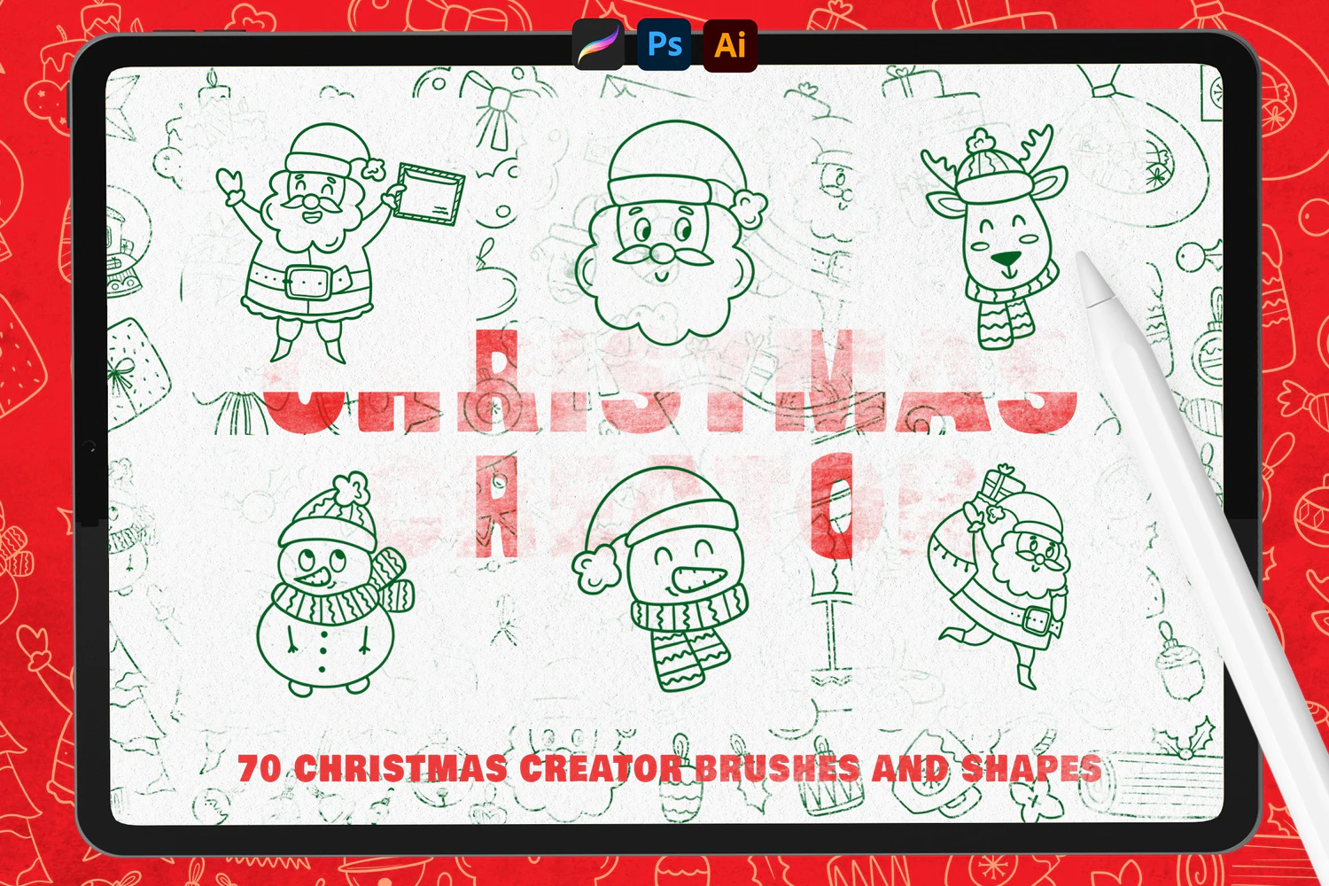 1619 圣诞节日元素brush笔刷psd画笔Christmas Creator Shape Toolbox