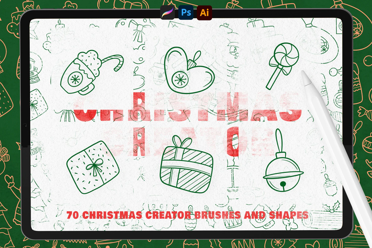 1619 圣诞节日元素brush笔刷psd画笔Christmas Creator Shape Toolbox