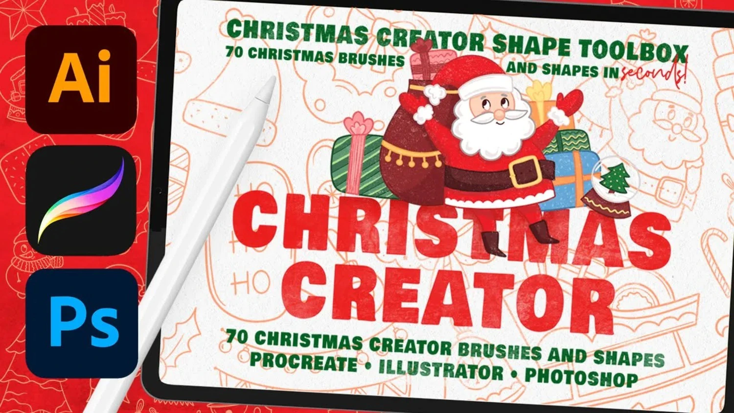 1619 圣诞节日元素brush笔刷psd画笔Christmas Creator Shape Toolbox