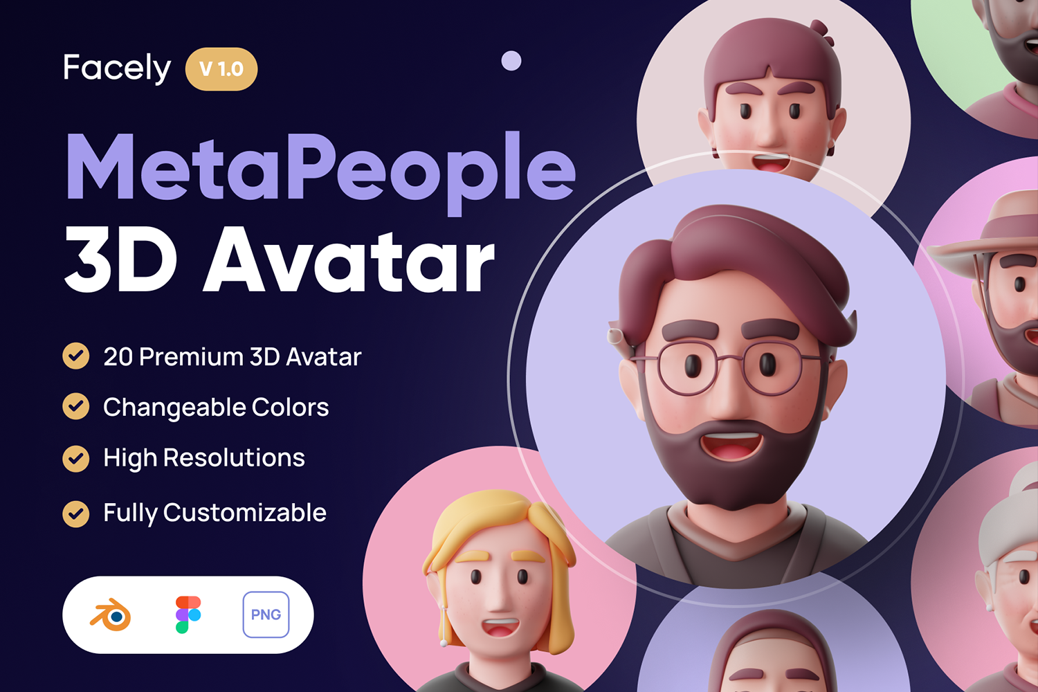 1637 现代创意 3D 人物头像Blend模型Facely – MetaPeople 3D Avatar