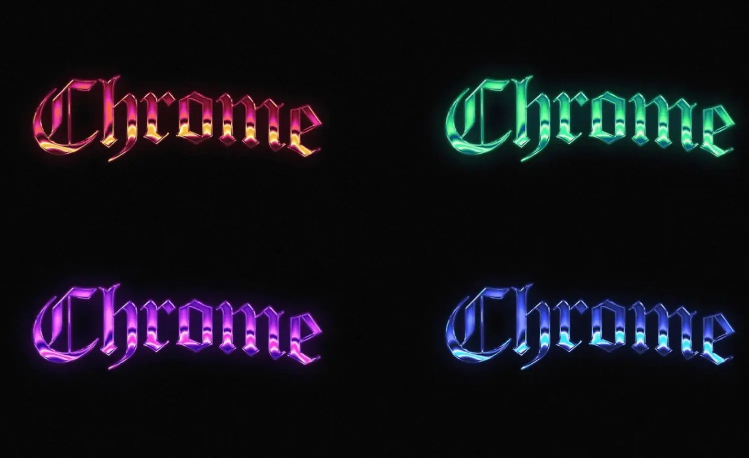 1757 PS特效金属文本样式色板素材包 Chrome Text Effect