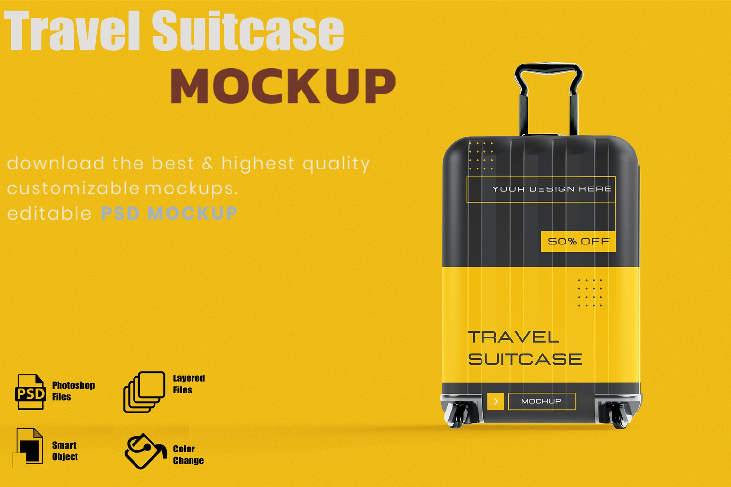 1789 拉杆行李箱PS样机素材(psd)Travel Suitcase Mockups