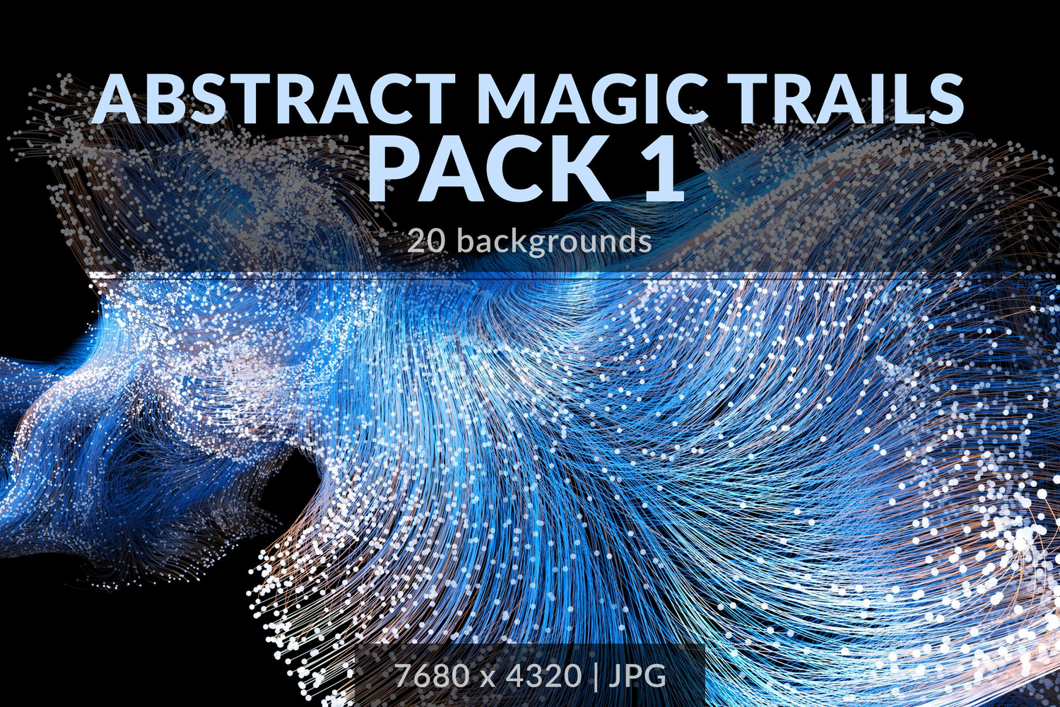 1799 20款抽象3d扭曲的蓝色调魔法线条烟花背景图素材Abstract Magic Trails Pack 1