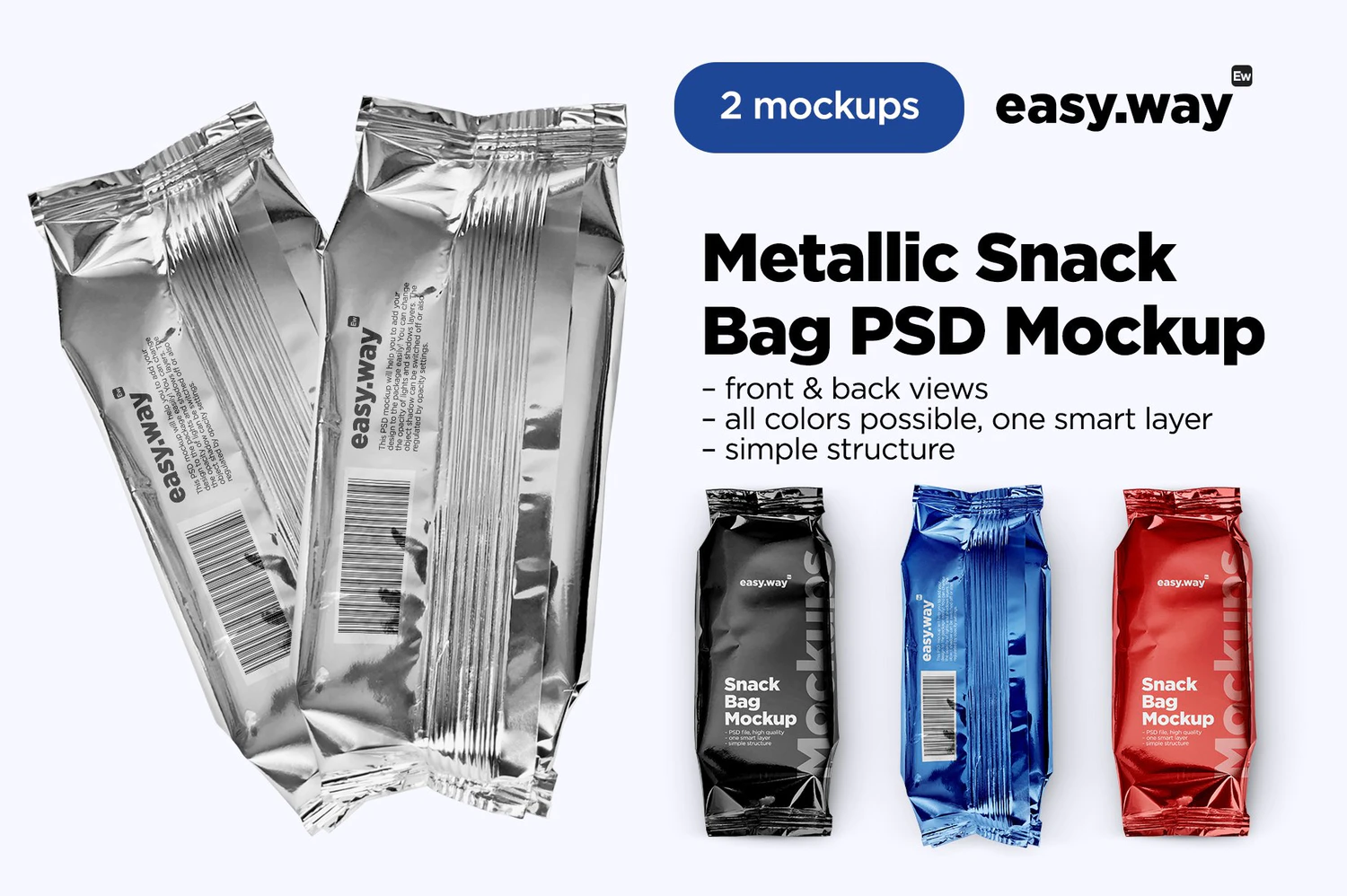 1843 零食药品塑料袋包装PS样机 Snack Bag PSD Mockups by easyway